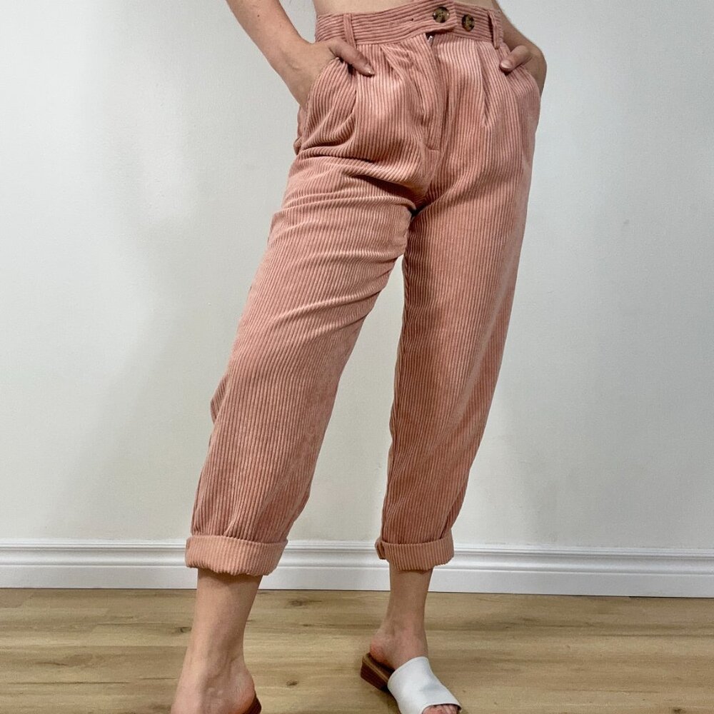 Topshop Pink Corduroy Petite Cropped Pant